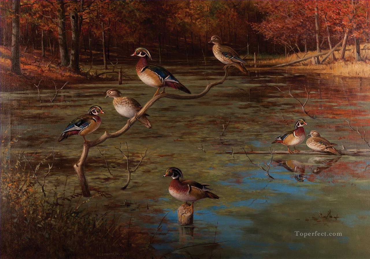 Gromme Wood Ducks oiseaux Peintures à l'huile